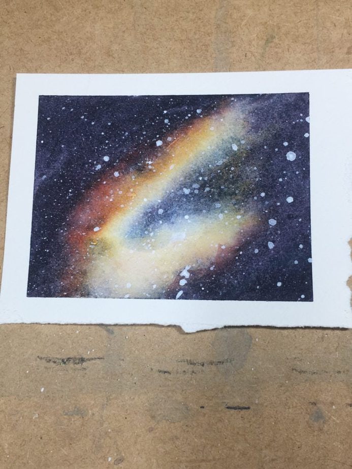 Fun Galaxy Art Project for Kids with Watercolours and Oil Pastels