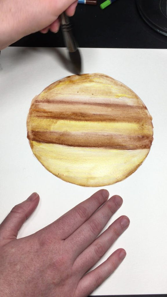 Easy planet paintings using watercolor pencils